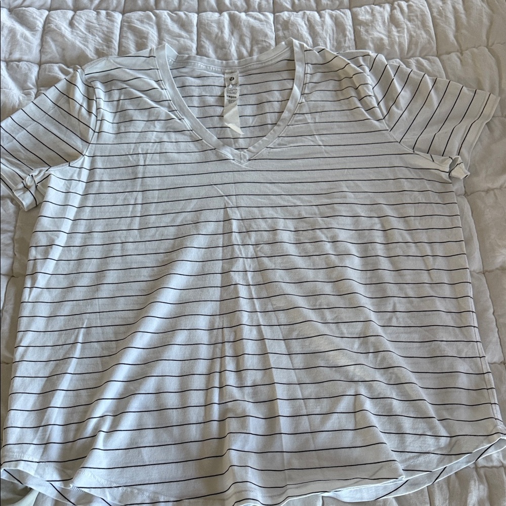 White Striped lululemon love V-Neck T-Shirt